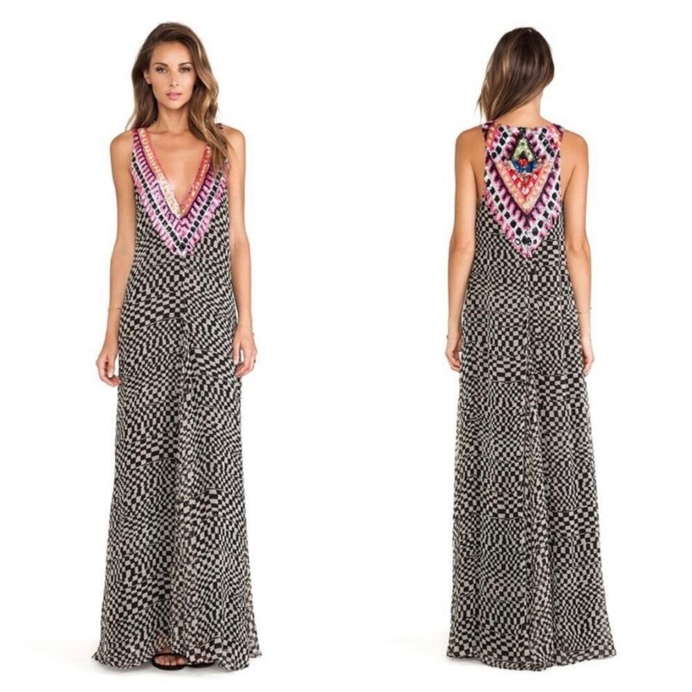 Mara Hoffman sequins black and white chiffon maxi Flowy dress